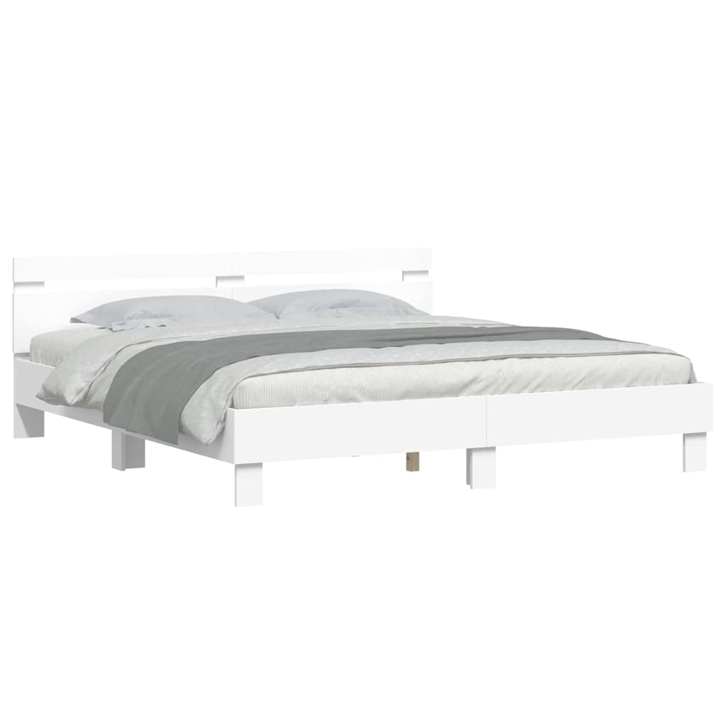 vidaXL Bed Frame with LED White 193 x 203 cm Engineered Wood