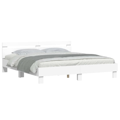 vidaXL Bed Frame with LED White 193 x 203 cm Engineered Wood