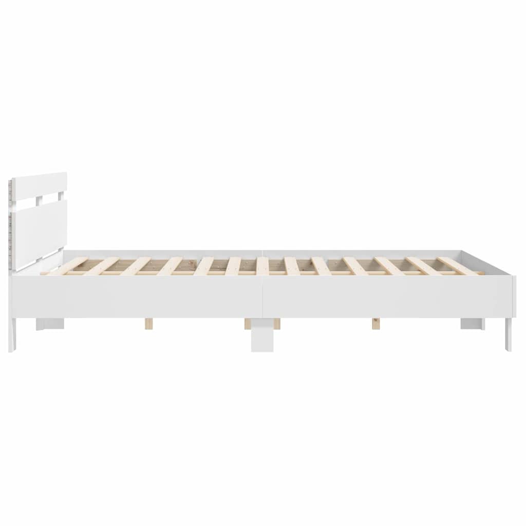 vidaXL Bed Frame with LED White 193 x 203 cm Engineered Wood