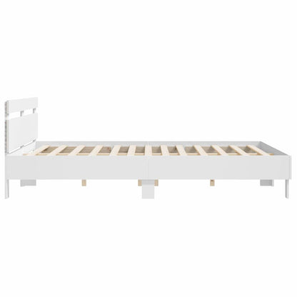 vidaXL Bed Frame with LED White 193 x 203 cm Engineered Wood
