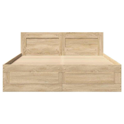 vidaXL Bed Frame with Drawer Sonoma 137 x 188 cm Engineered Wood