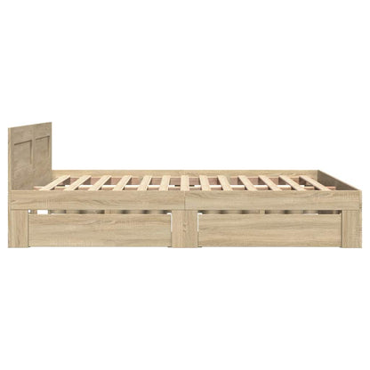 vidaXL Bed Frame with Drawer Sonoma 137 x 188 cm Engineered Wood