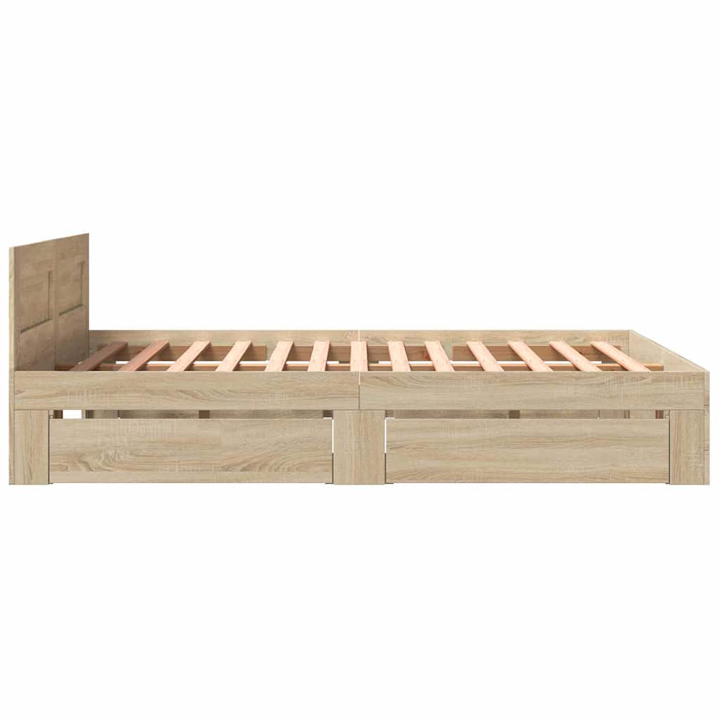vidaXL Bed Frame with Drawer 2 pcs Sonoma 153 x 203 cm Engineered Wood