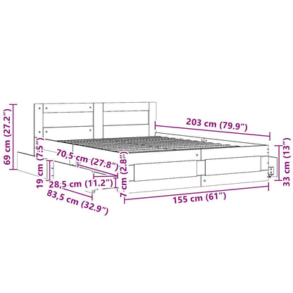 vidaXL Bed Frame with Drawer 2 pcs Sonoma 153 x 203 cm Engineered Wood