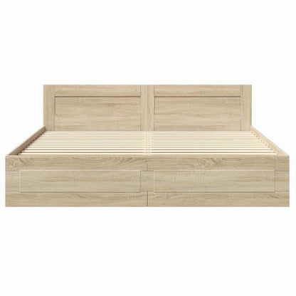 vidaXL Bed Frame with Drawer Sonoma 193 x 203 cm Engineered Wood