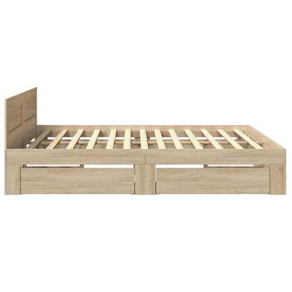 vidaXL Bed Frame with Drawer Sonoma 193 x 203 cm Engineered Wood