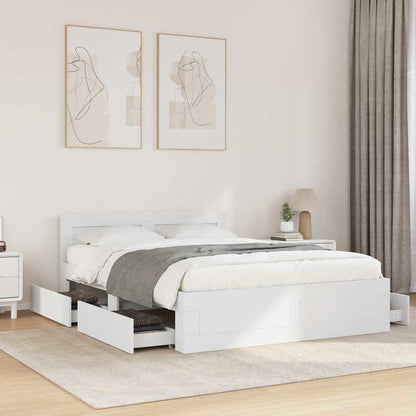 vidaXL Bed Frame with Drawer White 137 x 188 cm Engineered Wood