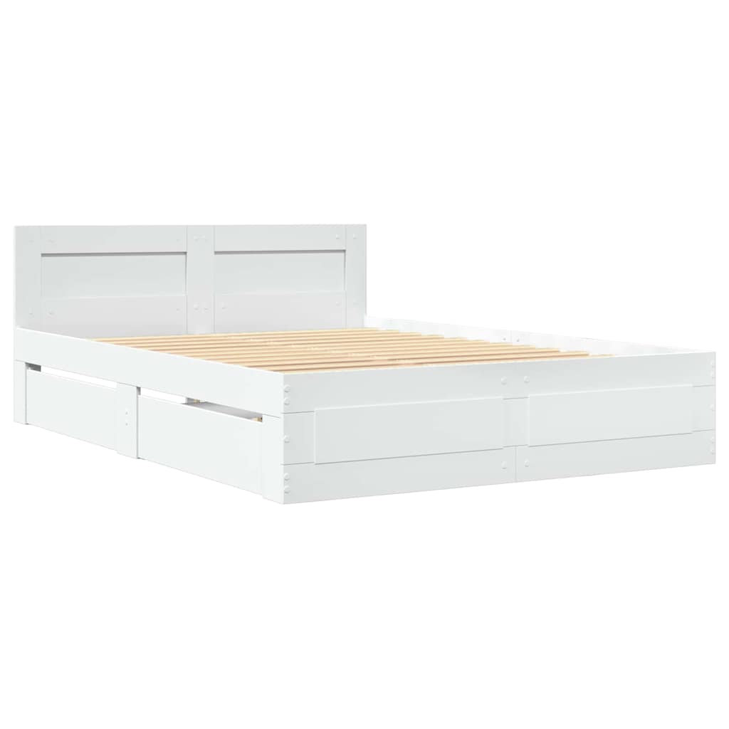 vidaXL Bed Frame with Drawer White 137 x 188 cm Engineered Wood