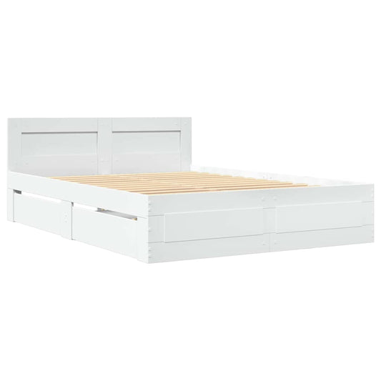 vidaXL Bed Frame with Drawer White 137 x 188 cm Engineered Wood