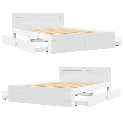 vidaXL Bed Frame with Drawer White 137 x 188 cm Engineered Wood