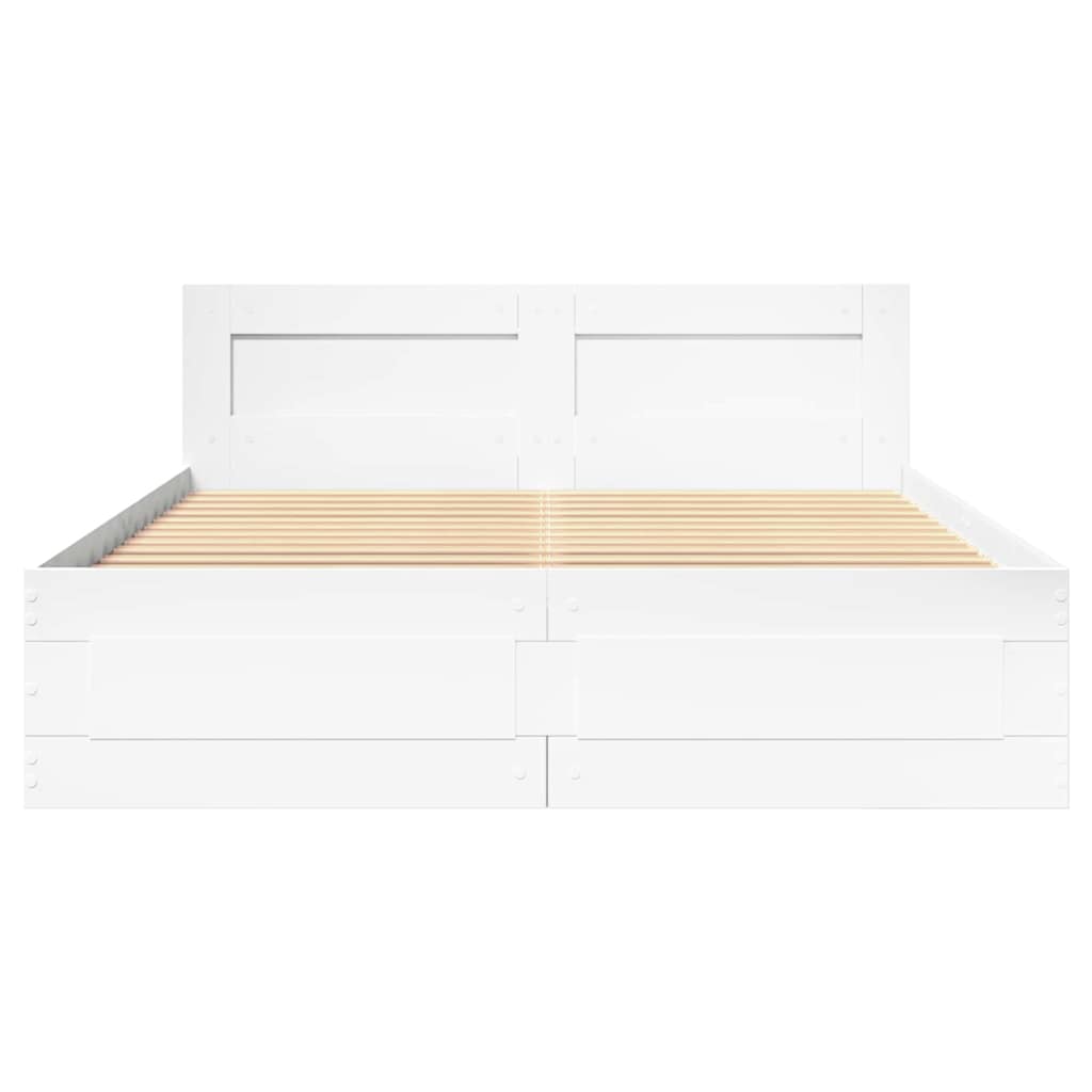 vidaXL Bed Frame with Drawer White 137 x 188 cm Engineered Wood