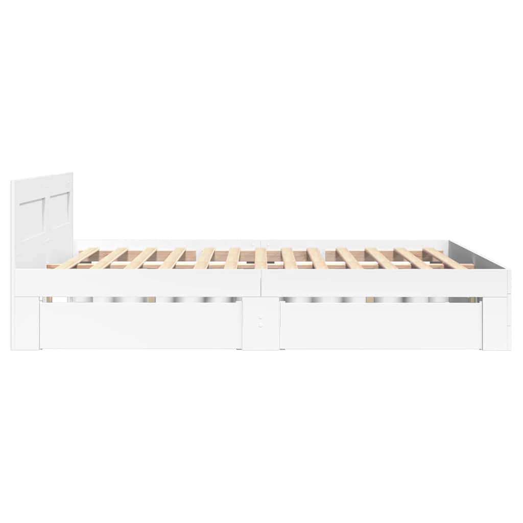 vidaXL Bed Frame with Drawer White 137 x 188 cm Engineered Wood