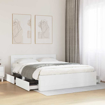 vidaXL Bed Frame with Drawer 2 pcs White 150 x 200 cm Engineered Wood