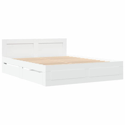 vidaXL Bed Frame with Drawer 2 pcs White 150 x 200 cm Engineered Wood