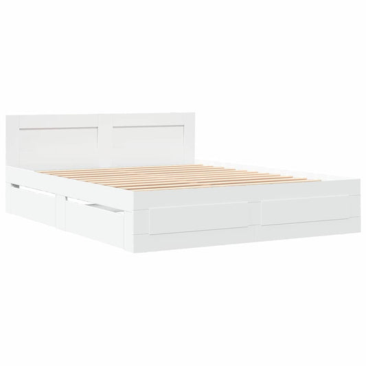 vidaXL Bed Frame with Drawer White 150 x 200 cm Engineered Wood