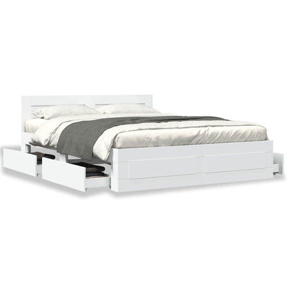 vidaXL Bed Frame with Drawer 2 pcs White 150 x 200 cm Engineered Wood