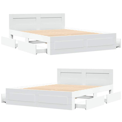 vidaXL Bed Frame with Drawer 2 pcs White 150 x 200 cm Engineered Wood