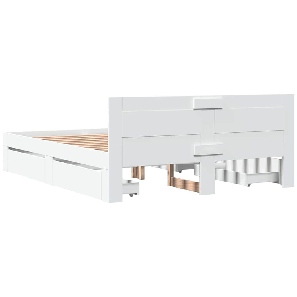 vidaXL Bed Frame with Drawer 2 pcs White 150 x 200 cm Engineered Wood