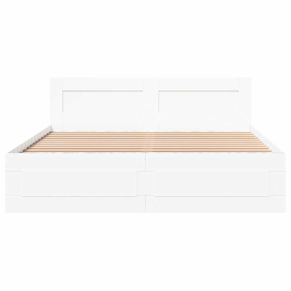 vidaXL Bed Frame with Drawer 2 pcs White 150 x 200 cm Engineered Wood