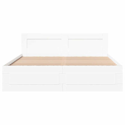 vidaXL Bed Frame with Drawer 2 pcs White 150 x 200 cm Engineered Wood