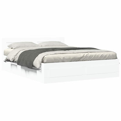 vidaXL Bed Frame with Drawer 2 pcs White 150 x 200 cm Engineered Wood