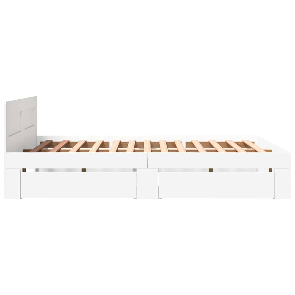vidaXL Bed Frame with Drawer 2 pcs White 150 x 200 cm Engineered Wood