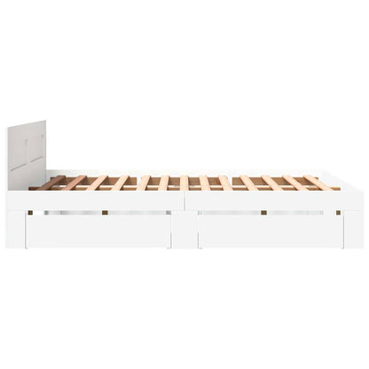 vidaXL Bed Frame with Drawer 2 pcs White 150 x 200 cm Engineered Wood