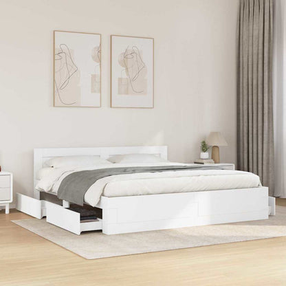 vidaXL Bed Frame with Drawer White 193 x 203 cm Engineered Wood