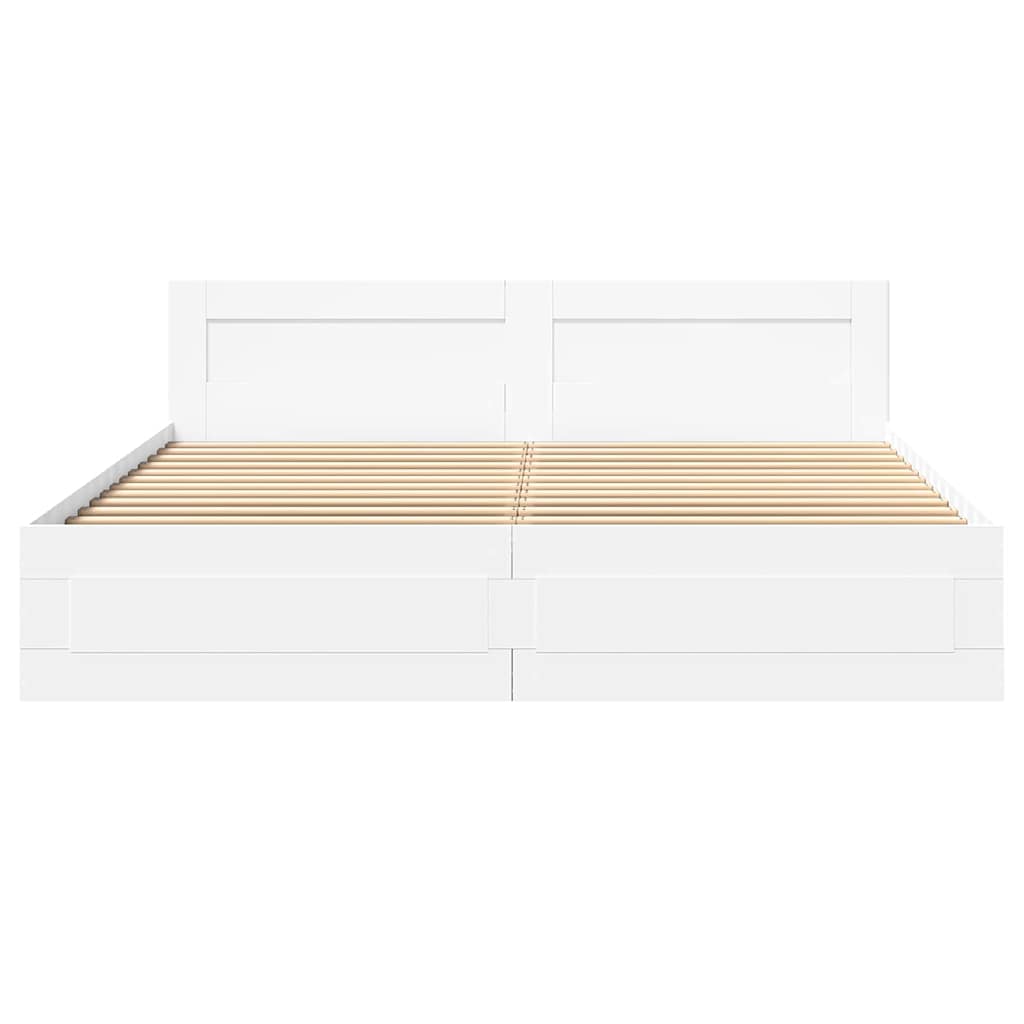 vidaXL Bed Frame with Drawer White 193 x 203 cm Engineered Wood