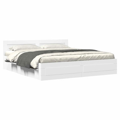 vidaXL Bed Frame with Drawer White 193 x 203 cm Engineered Wood