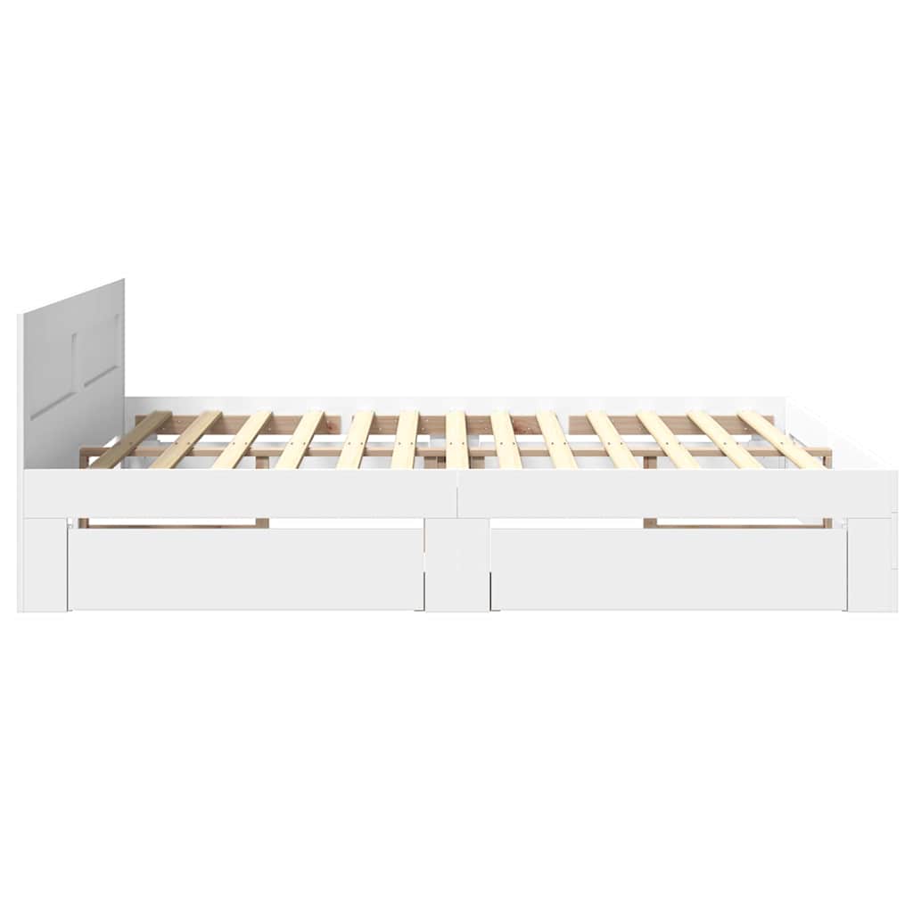 vidaXL Bed Frame with Drawer White 193 x 203 cm Engineered Wood