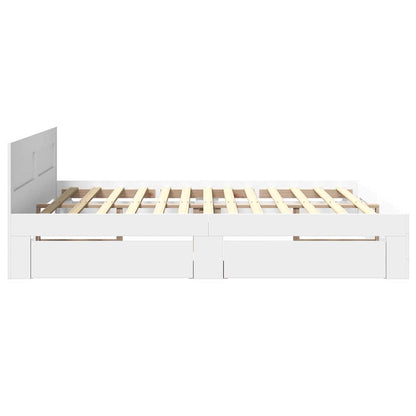 vidaXL Bed Frame with Drawer White 193 x 203 cm Engineered Wood