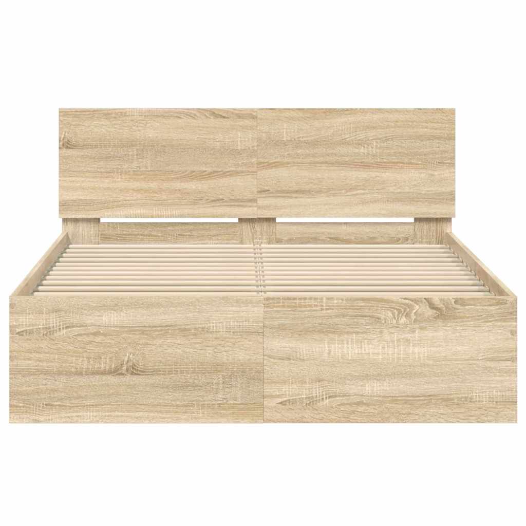 vidaXL Bed Frame Wall-mounted Sonoma 137 x 190 cm Engineered Wood