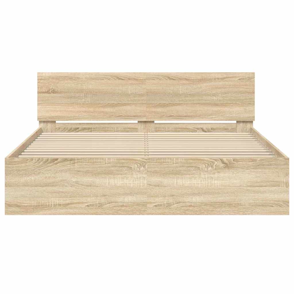 vidaXL Bed Frame Wall-mounted Sonoma 152 x 203 cm Engineered Wood