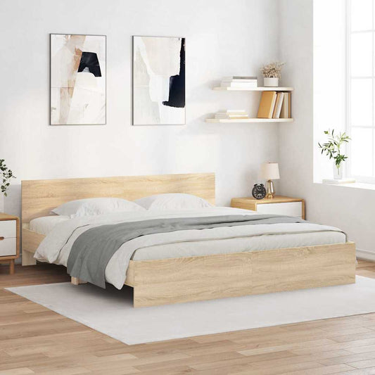 vidaXL Bed Frame with Headboard Sonoma 193 x 203 cm Engineered wood