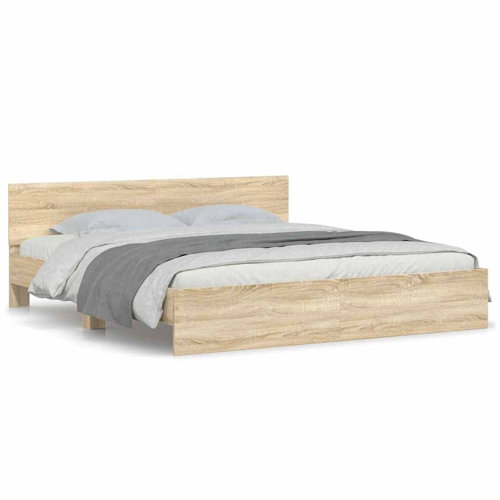 vidaXL Bed Frame Wall-mounted Sonoma 193 x 203 cm Engineered Wood