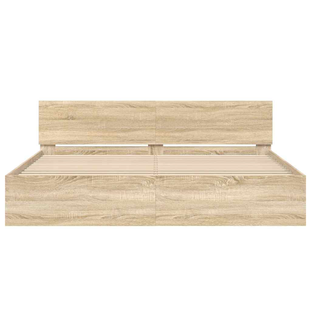 vidaXL Bed Frame Wall-mounted Sonoma 193 x 203 cm Engineered Wood