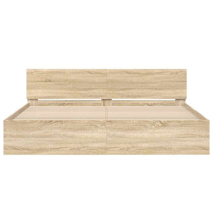 vidaXL Bed Frame Wall-mounted Sonoma 193 x 203 cm Engineered Wood