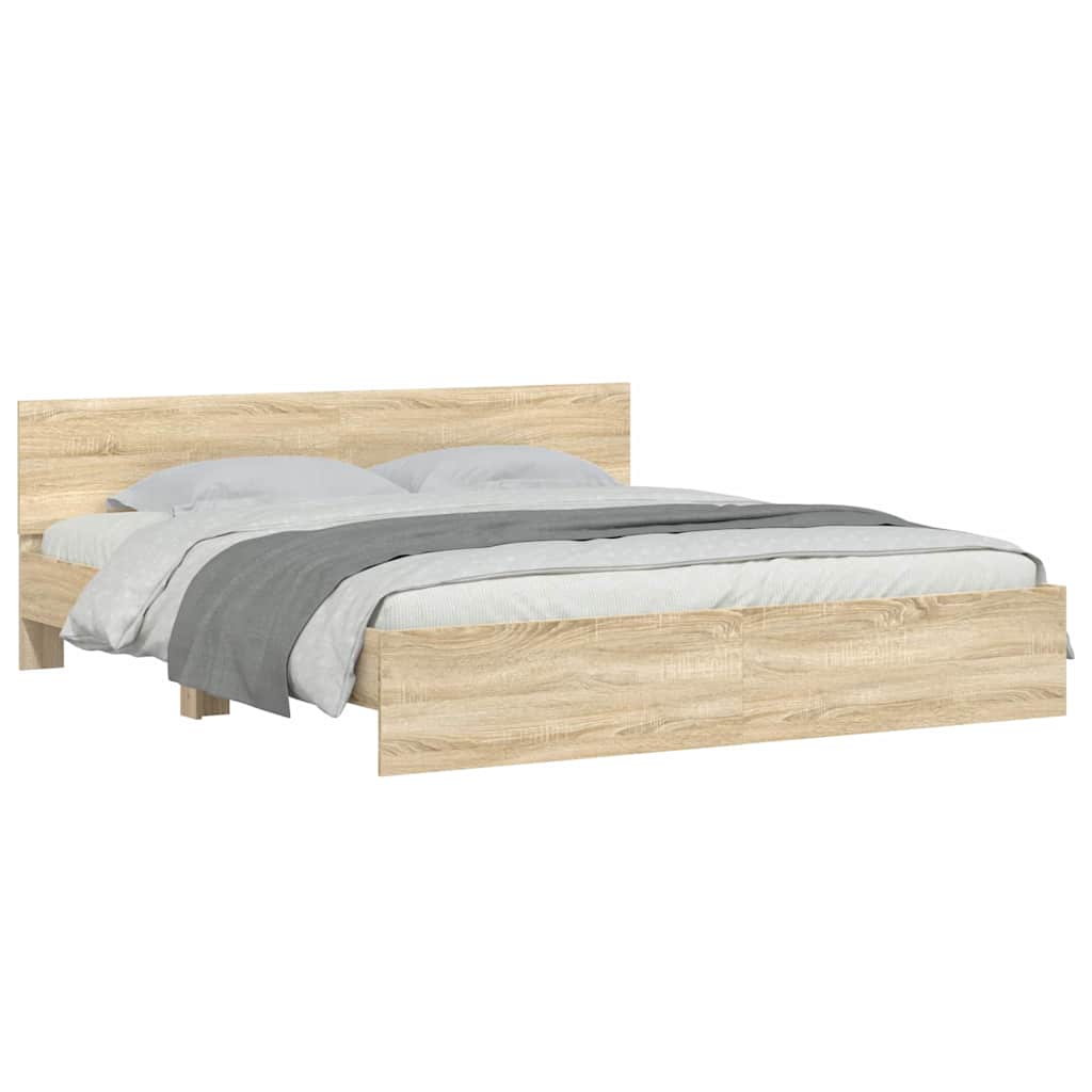 vidaXL Bed Frame Wall-mounted Sonoma 193 x 203 cm Engineered Wood