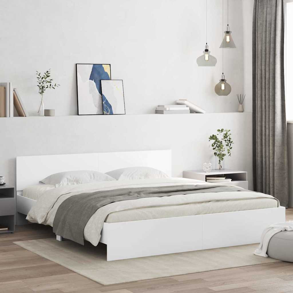vidaXL Bed Frame with Headboard White 137 x 190 cm Engineered Wood