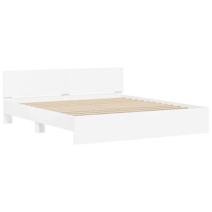 vidaXL Bed Frame with Headboard White 137 x 190 cm Engineered Wood