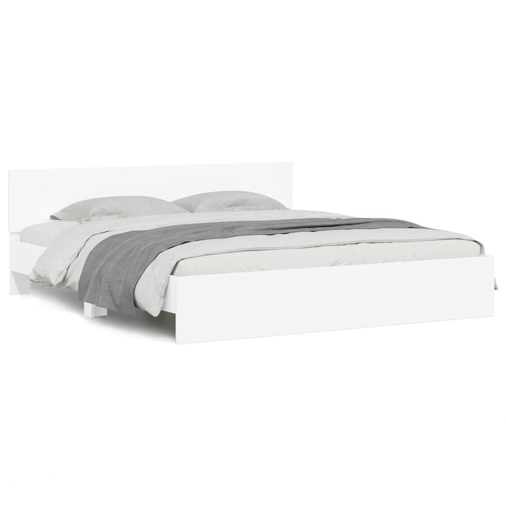 vidaXL Bed Frame with Headboard White 137 x 190 cm Engineered Wood