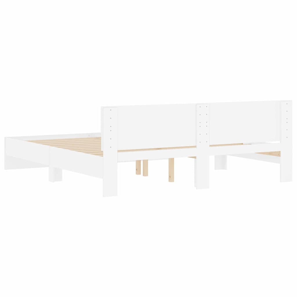 vidaXL Bed Frame with Headboard White 137 x 190 cm Engineered Wood