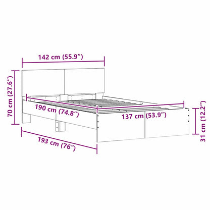 vidaXL Bed Frame with Headboard White 137 x 190 cm Engineered Wood