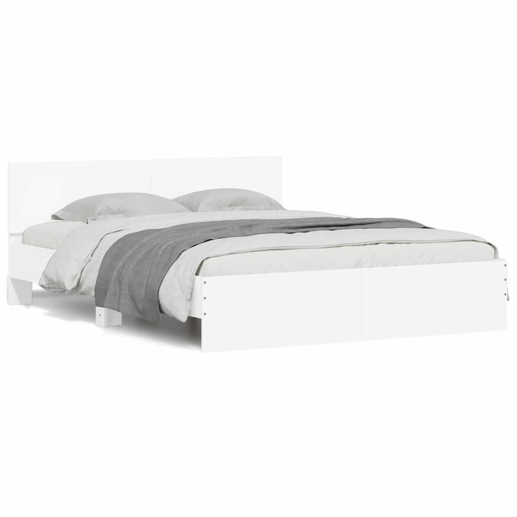 vidaXL Bed Frame with Headboard White 152 x 203 cm Engineered Wood