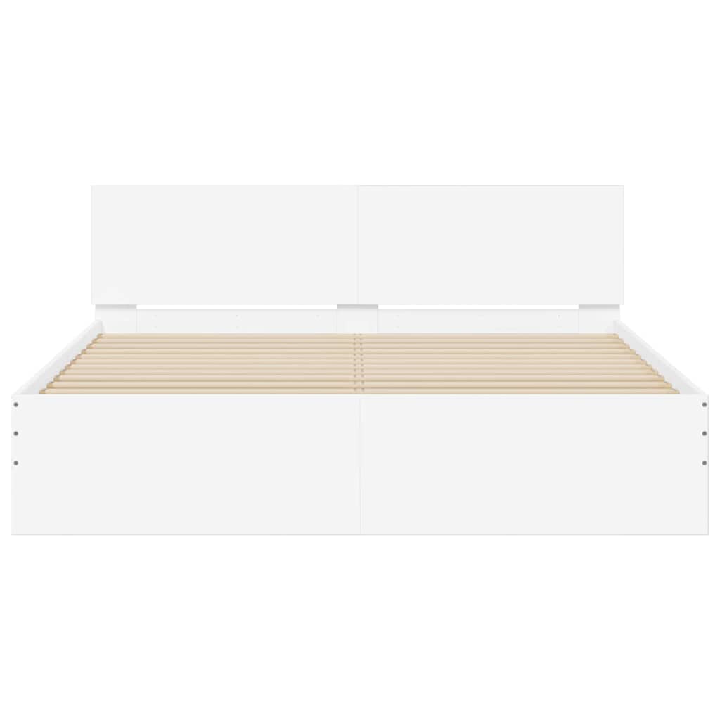 vidaXL Bed Frame with Headboard White 152 x 203 cm Engineered Wood