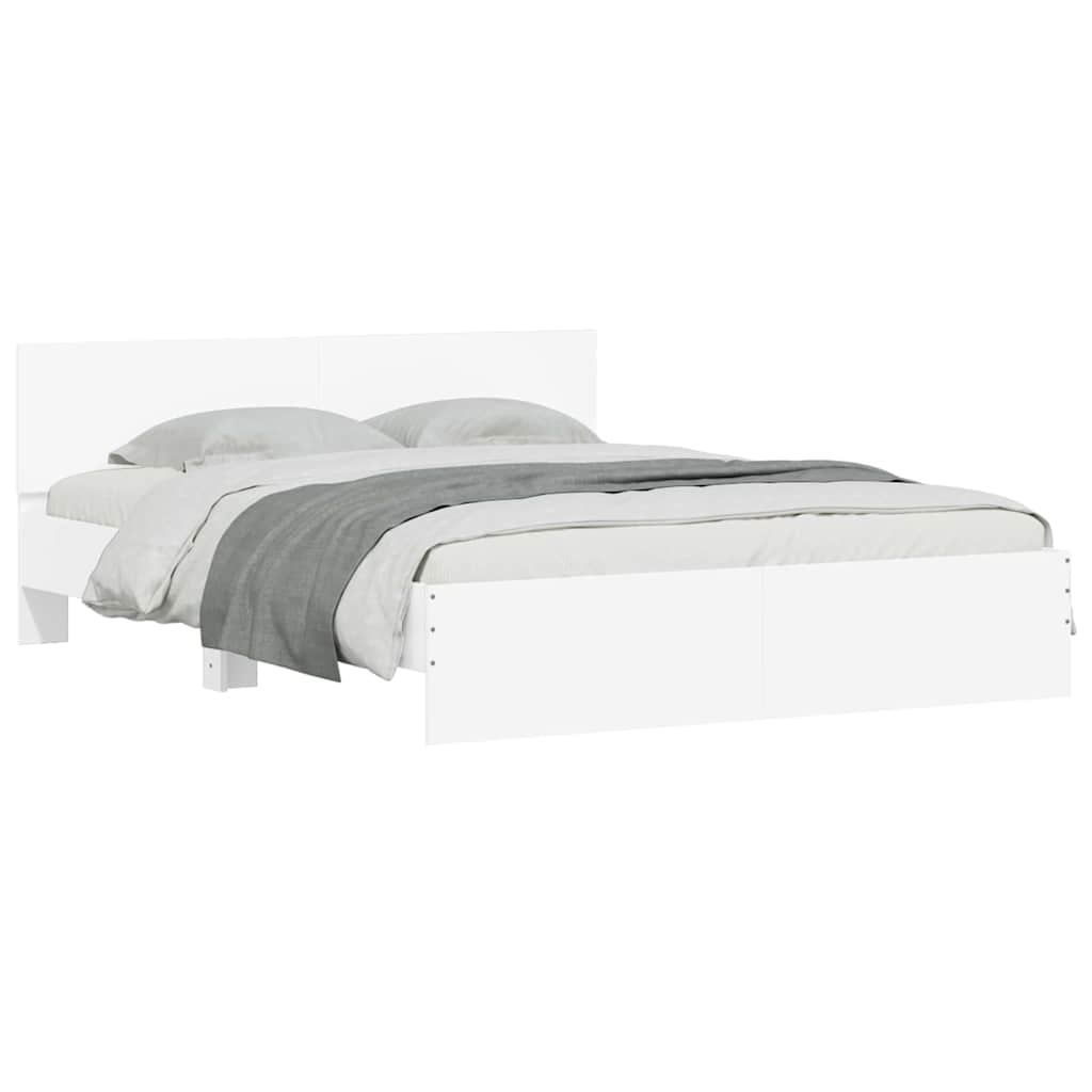 vidaXL Bed Frame with Headboard White 152 x 203 cm Engineered Wood