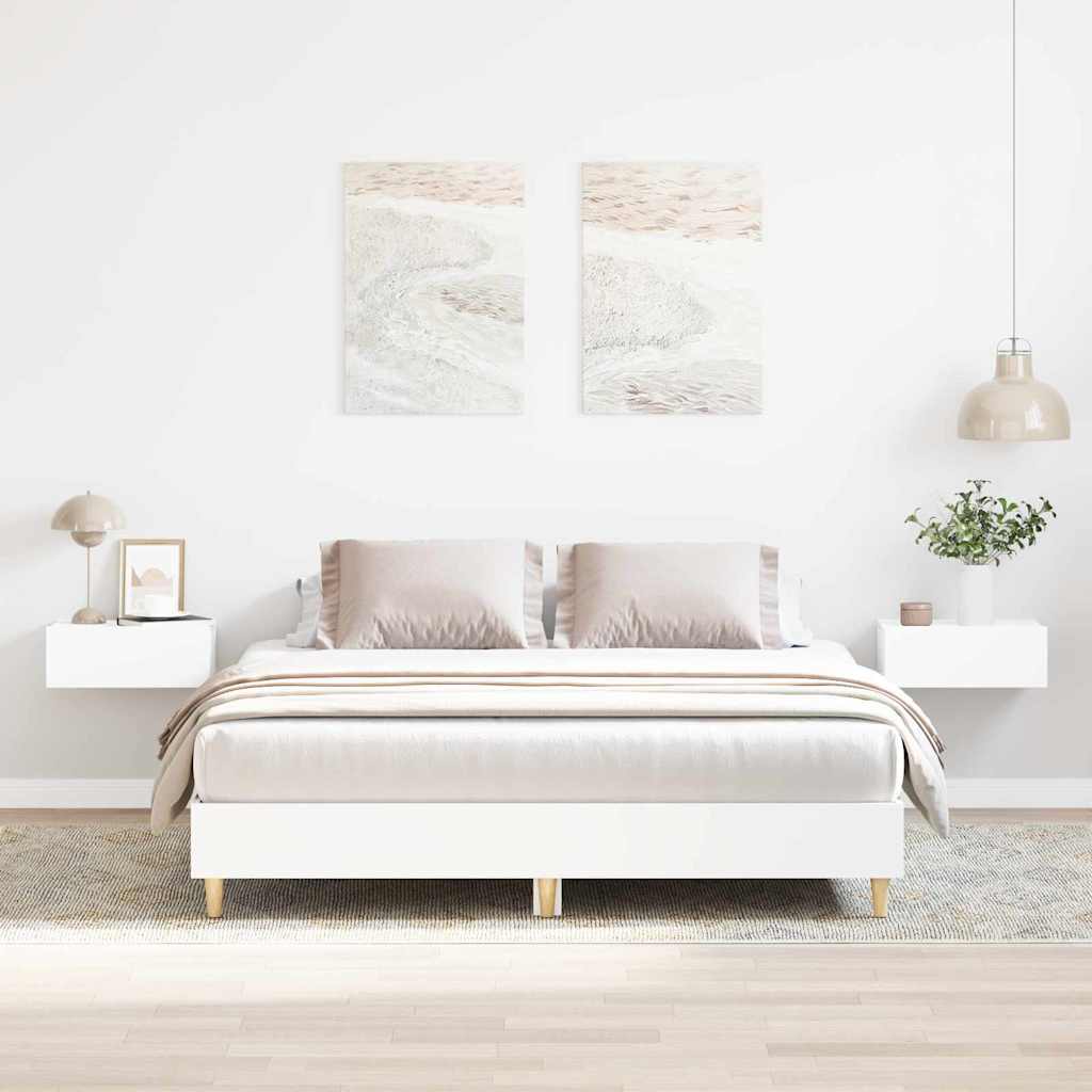vidaXL Bed Frame 2 pcs White 152 x 203 cm Engineered Wood