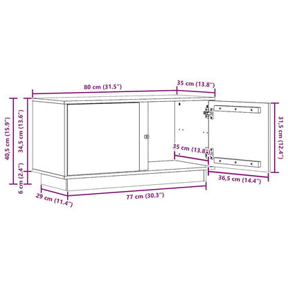 vidaXL TV Cabinet Wax Brown 80 x 35 x 40.5 cm Solid Pine Wood