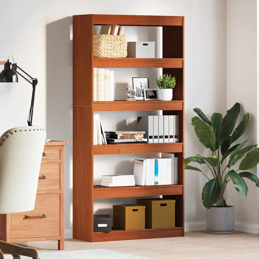 vidaXL Book Cabinet Wax Brown 80 x 30 x 167.5 cm Solid Pine Wood